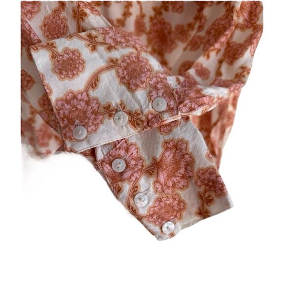 Free People NWT Mia Floral Print Tie Neck Tunic Top in Ivory Combo XS - Picture 9 of 10